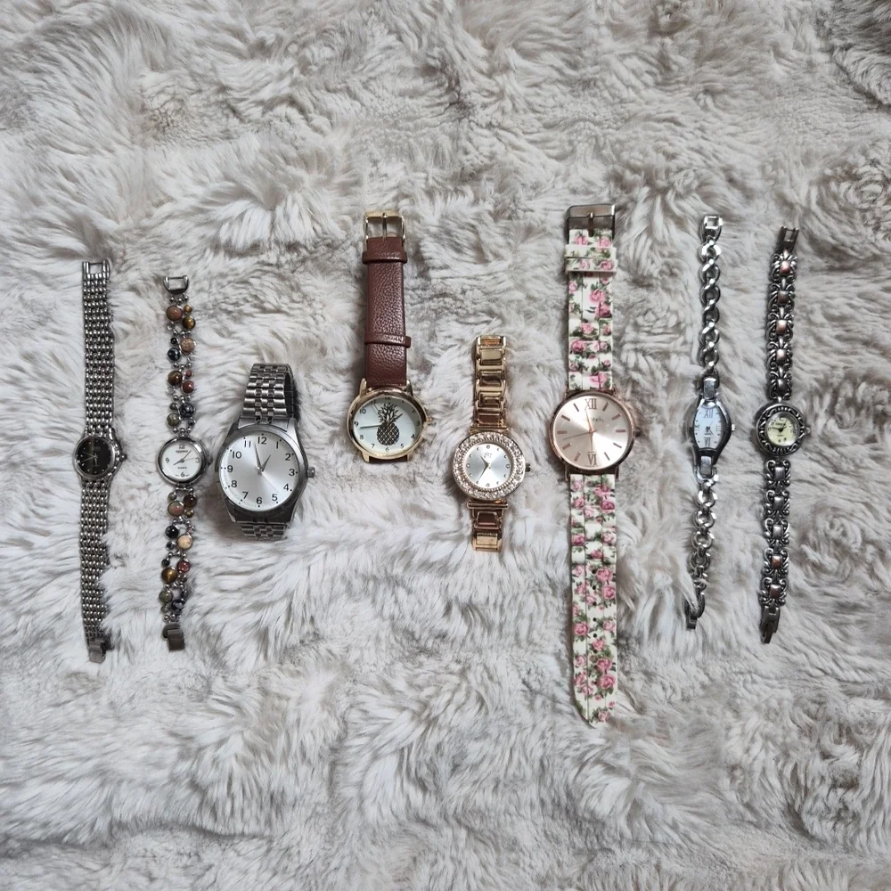 Watch Bundle Lot Vintage Modern Silver Tone Floral Silicone Band Large Mixed Lot